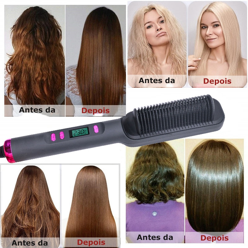 Escova Alisadora Bivolt Easy Hair para Modelagem